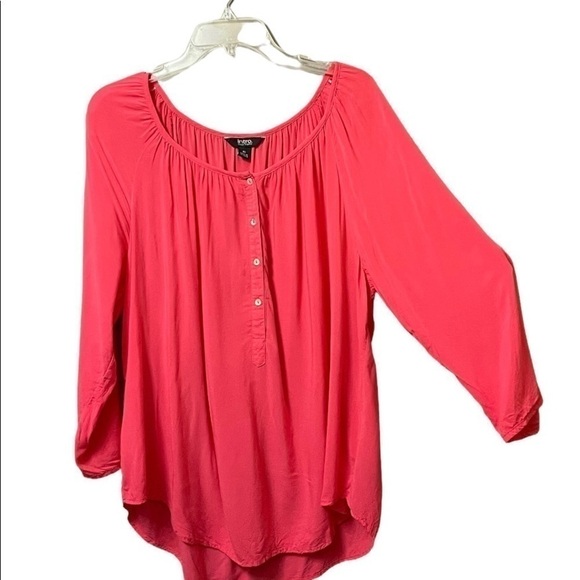 Henley peasant tunic top roll tab 3/4 sleeve viral Size XL - Picture 2 of 8